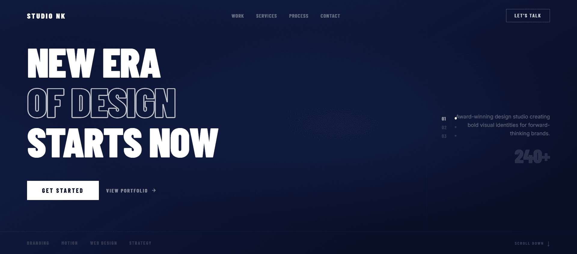 Bold Creative Hero , Uppercase Rubik Typography & SVG-Shaped CTA Button