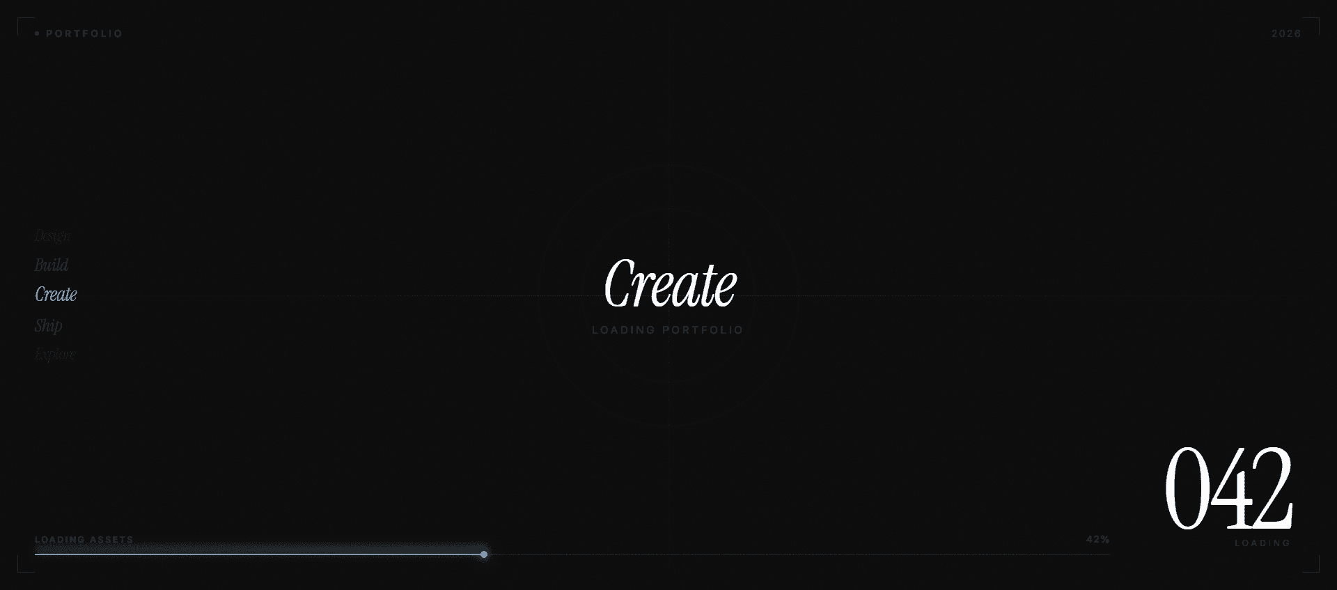 Portfolio Loading Screen , Rotating Words, Progress Bar & 3-Digit Counter